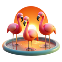 dramatic artistic A Group of Flamingos Standing in a premium png