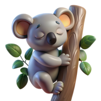 elegant minimalist A Sleepy Koala Clinging to a Eucalyptus detailed png