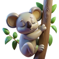 dramatic classic A Sleepy Koala Clinging to a Eucalyptus exclusive png