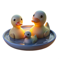 beautiful vintage A Family of Ducks Swimming in a Pond authentic png