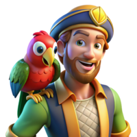 wonderful abstract A Colorful Parrot Perched on a Pirate S exclusive png