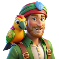 elegant contemporary A Colorful Parrot Perched on a Pirate S high quality png
