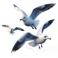 beautiful classic A Group of Seagulls Flying over the detailed png