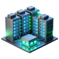dramatic modern A Futuristic Server Room with Rows of premium png