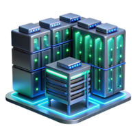vibrant modern A Futuristic Server Room with Rows of high quality png