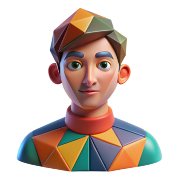 underbar abstrakt porträtt av en person tillverkad av geometrisk former, abstrakt och färgrik, digital konst stil äkta png