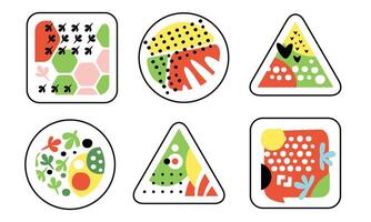 Abstract Geometric Textures of Trendy Bright Colors in Triangle, Square and Circle Geometric Shapes Illustration vector