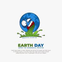 Happy Earth Day. April 22. with an illustration design of a fed up earth vector