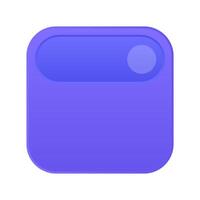 A purple square button with a blue circle on it vector
