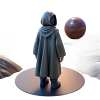 vibrant creative A Lone Figure in a Hooded Cloak Standing professional png