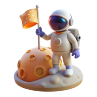 vibrant creative A Lone Astronaut Planting a Flag on a authentic png
