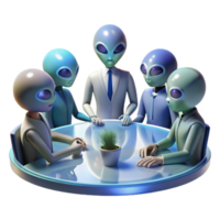 beautiful vintage A Group of Alien Diplomats Meeting Around high quality png