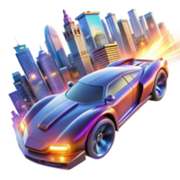 dramatic contemporary A Futuristic Racing Car Speeding Through detailed png