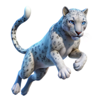vibrant traditional A Majestic Snow Leopard Leaping Through professional png