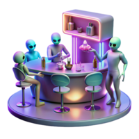 dramatic contemporary A Futuristic Bar Scene with Alien Patrons high quality png