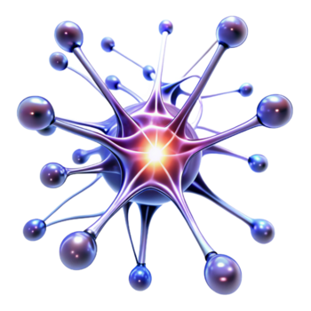 magnifico astratto un' Rete di interconnesso, raggiante neuroni, dinamicamente illuminato con elettrico impulsi, nel un' neurologico, astratto stile premio png