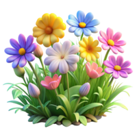 beautiful rustic A Cluster of Vibrant Wildflowers in a original png