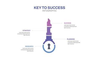 Key to success infographic template with 4 step vector