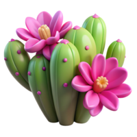 serene creative A Desert Cactus with Vibrant Pink premium png