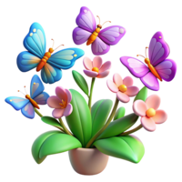 lugn kreativ en grupp av fjärilar fladdrande runt om en blommande buske, färgrik och dynamisk, natur fotografi stil äkta png