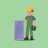 Solar Energy Solutions a Technician Installing and Maintaining Solar Panels for Clean and Renewable Power vector