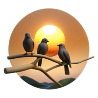 magnificent creative A Group of Birds Perched on a Branch genuine png
