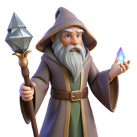 beautiful rustic A Wise Old Wizard with a Long White premium png