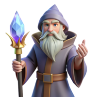 vibrant rustic A Wise Old Wizard with a Long White authentic png