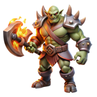 stunning modern A Powerful Muscular Orc Warrior Wielding detailed png