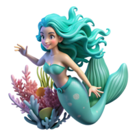 elegant rustic A Mermaid with Flowing professional png