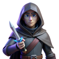 dramatic contemporary A Cunning Rogue with a Hooded Cloak and a 4K png