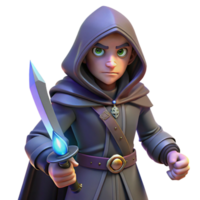 beautiful minimalist A Cunning Rogue with a Hooded Cloak and a exclusive png