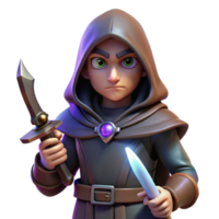 vibrant classic A Cunning Rogue with a Hooded Cloak and a detailed png