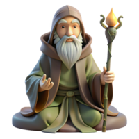 vibrant minimalist A Wise Old Hermit with a Staff and a genuine png