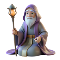 dramatic artistic A Wise Old Hermit with a Staff and a original png