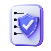 Security checklist verification shield icon illustration for safety and data protection design png