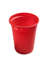 red plastic cup for parties and events, disposable drinking cup with smooth and ribbed texture, durable and lightweight beverage container, on isolated background png