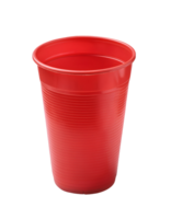 red plastic cup for parties and events, disposable drinking cup with ribbed texture, durable and lightweight beverage container, on isolated background png