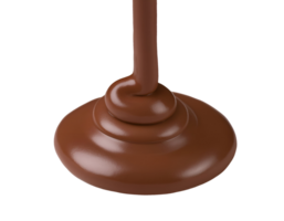realistic 3d isometric swirl of melted chocolate dripping smoothly in glossy texture, rich cocoa sauce, chocolate syrup on isolated background png