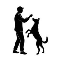 Dog Trainer and Dog in Action Perfect for Pet, Animal, and Training Illustrations vector