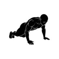 Muscular Push-up Fitness Silhouette Ideal for Strength, Exercise, and Athletic vector