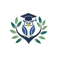 Educational Owl with Graduation Cap Ideal for Academic, Learning, and Wisdom Illustrations, Perfect for School and University Designs vector