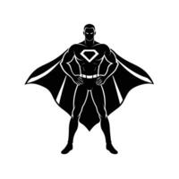 Superhero Silhouette with Cape, Strong Pose and Symbol for Power, Heroism, and Strength vector