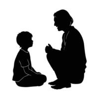 Mother and Child Silhouette Perfect for Family, Bonding, and Emotional Connections in Visual Design vector
