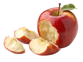 Bite-Taken Red Apple with Slices Isolated png