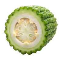 Closeup of a Halved Bitter Melon Revealing its Seeds and Internal Structure A Vibrant Green Vegetable isolated on transparent background png