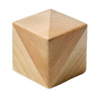 A Light Brown Wooden Block with Angled Sides and Visible Wood Grain isolated on transparent background png