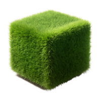 A lush green cube of grass a 3D render of vibrant nature a digital image of a grassy cube isolated on transparent background png