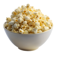 A Bowl of Delicious Buttery Popcorn Ready to Enjoy a Movie Night isolated on transparent background png