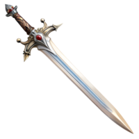 Ornate Fantasy Sword with Intricate Details and Gemstone Accents isolated on transparent background png